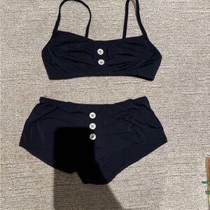 Dolce & Gabbana Black Bikini with White Buttons